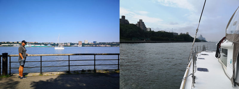 Ankerplatz mitten in New York im Hudson River bei der Pier 79th Street
